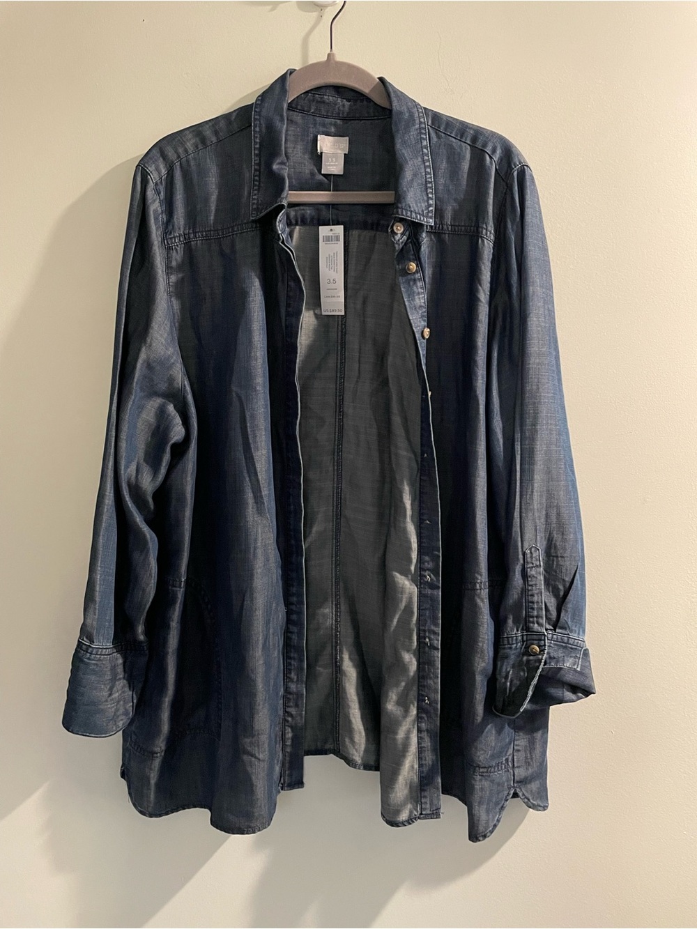 Chico’s denim-look buttondown size 3.5 NWT